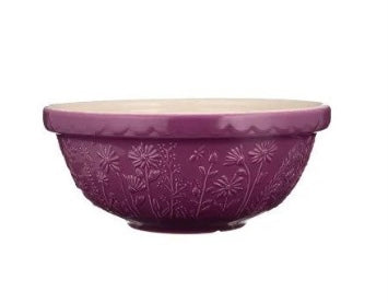 Mason Cash Earthenware Mixing Bowls 11" Daisy Design (Color: Purple)