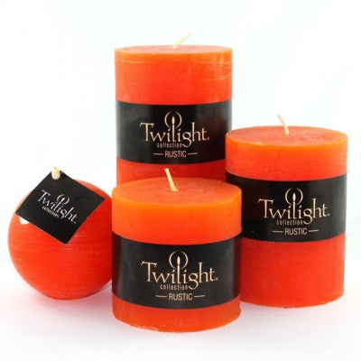 3" x 6" Unscented Twilight Pillar Candles - Orange