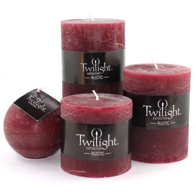 3" x 6" Unscented Twilight Pillar Candles - Burgundy