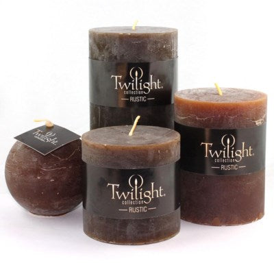 3" x 6" Unscented Twilight Pillar Candles - Mocha