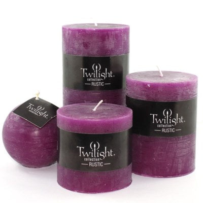 3" x 6" Unscented Twilight Pillar Candles - Aubergine