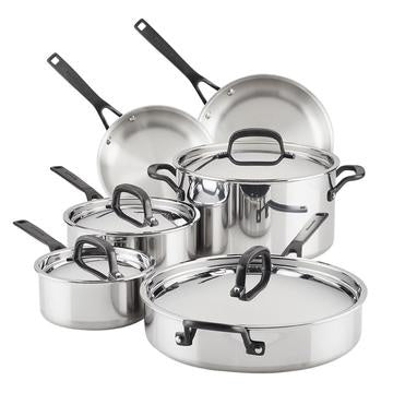 Kitchen Aid 5 Ply Clad 10 Piece Stainless Steel Cookware Set