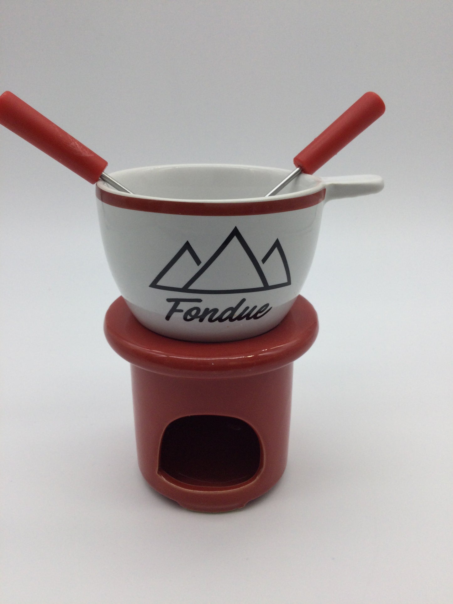Fondue Set - White / Red / Black - Larger