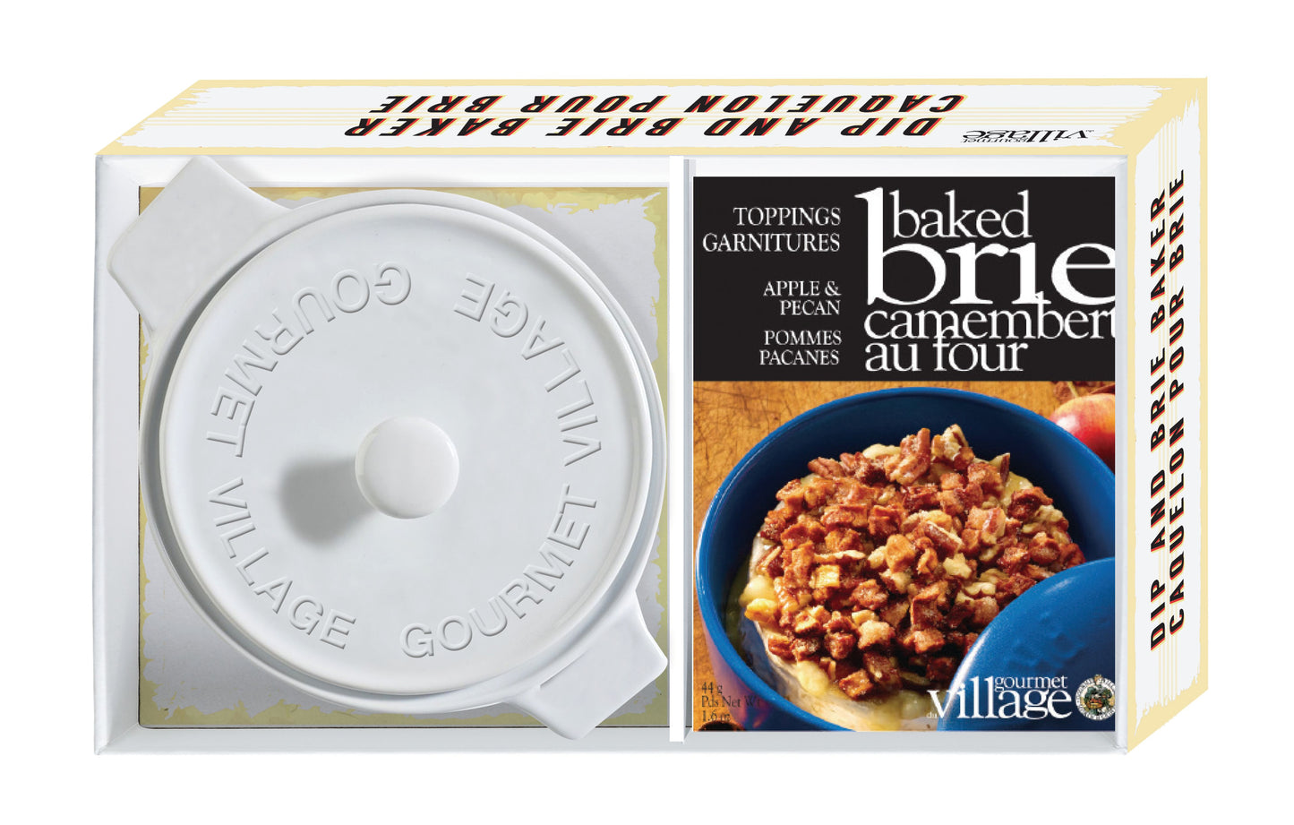 Gourmet du Village Baked Brie Topping - Apple & Pecan with Brie Baker - White