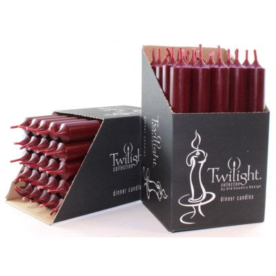 7" Twilight Dinner Candles - Bordeaux