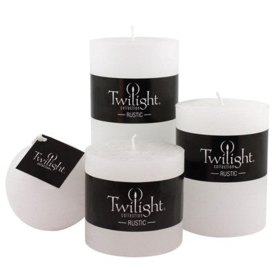 3" x 3" Unscented Twilight Pillar Candles - White