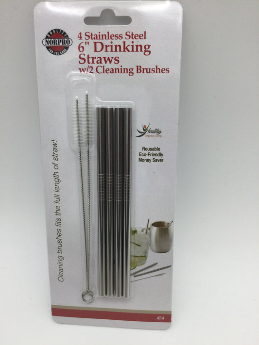 Norpro Stainless Steel Drinking Straws - 6"