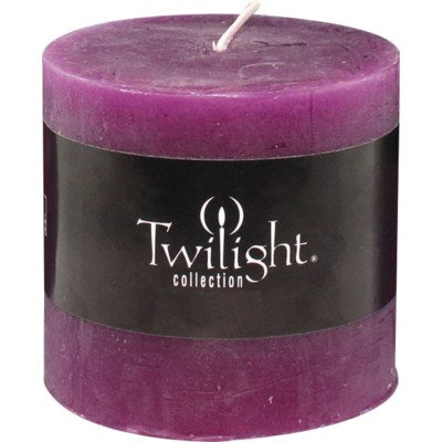 3" x 3" Scented Twilight Pillar Candles - Aubergine with Lavender