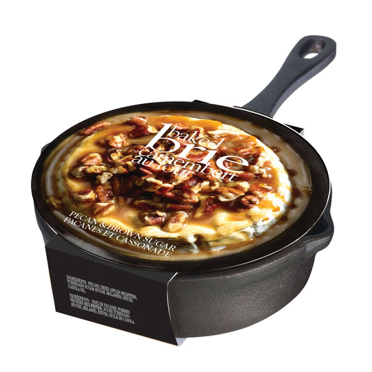 Gourmet du Village Baked Brie Topping - Pecan & Brown Sugar with Cast Iron Pan