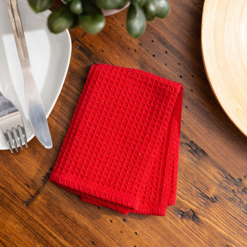 Broadway Waffle Kitchen Towel - Red