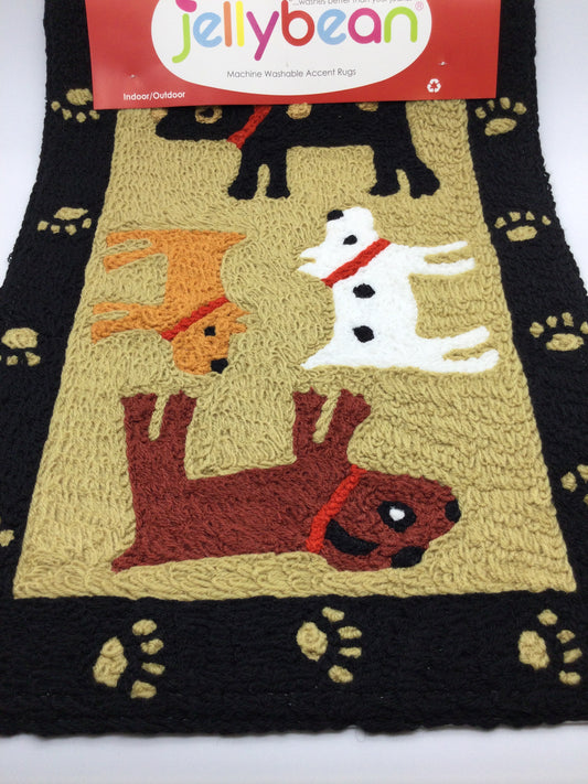 Jelly Bean Washable Indoor/Outdoor Carpets - Woof Woof