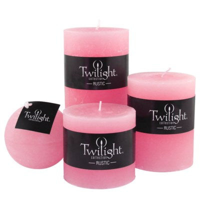 3" x 3" Unscented Twilight Pillar Candles - Pink