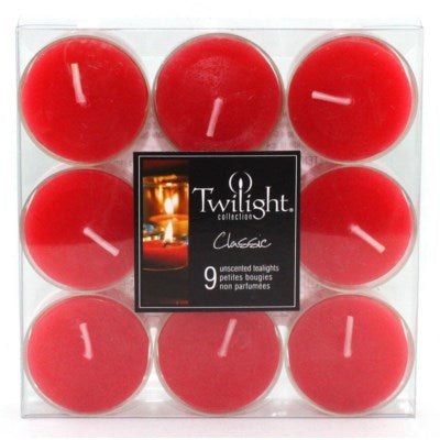 9 Pack Twilight Tea Lights - Red