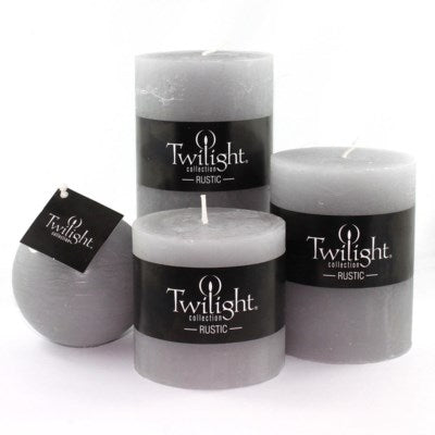3" x 4" Unscented Twilight Pillar Candles - Grey
