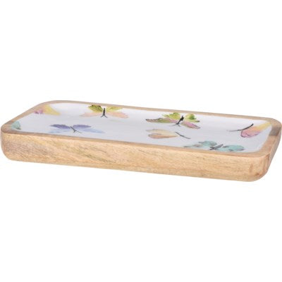 Mango Wood Serving Tray Small - Butterfly Design