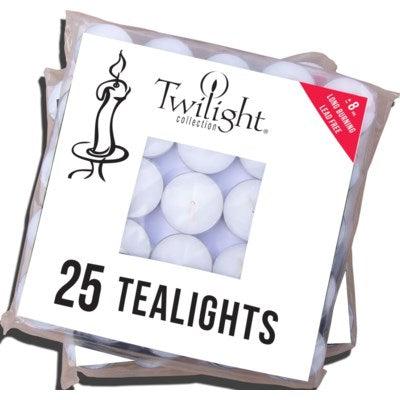 25 Pack Twilight Tea Lights - White