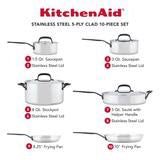 Kitchen Aid 5 Ply Clad 10 Piece Stainless Steel Cookware Set