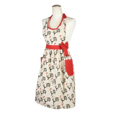 Watercolor Rooster Kelly Apron - Red